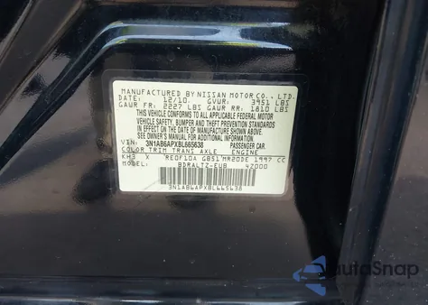 2011 Nissan Sentra 2.0Sr из США, поврежденный, VIN 3N1AB6APXBL665638